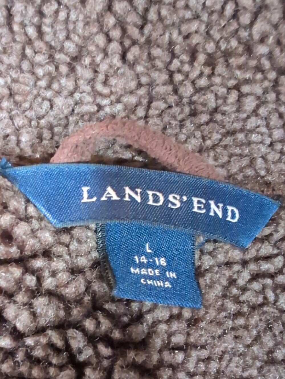 Lands' End Women's Brown Faux-Suede Shearling Vest - Picture 4 of 5